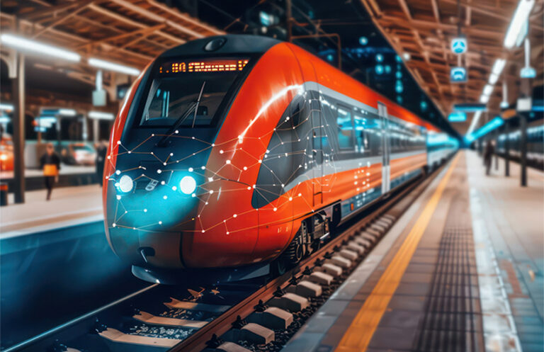 Train in a station, representing how Elevate workforce management program supports critical rail operations with smarter rostering.