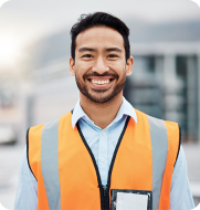 High-vis worker, potentially from airport, logistics, or warehouse, representing diverse sectors that supercharge operations with Elevate workforce management.