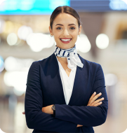 Happy airport worker using Elevate staff scheduling software on a mobile app to book shifts, enhancing labour management in aviation.